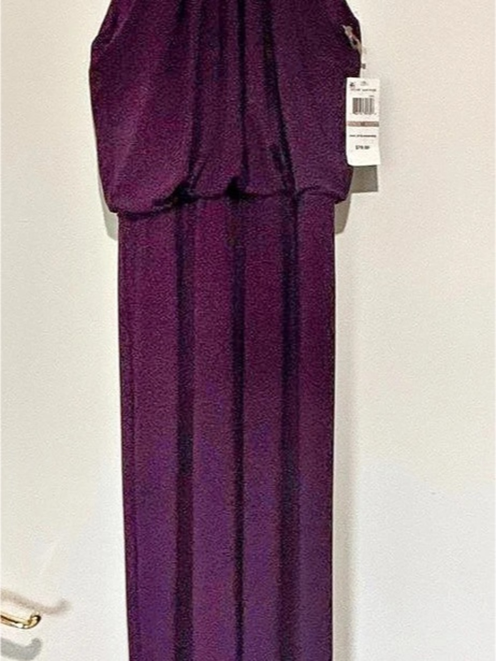 INC International Concepts Jewel NK Blouson Maxi Jeweled Maxi Dress in Purple